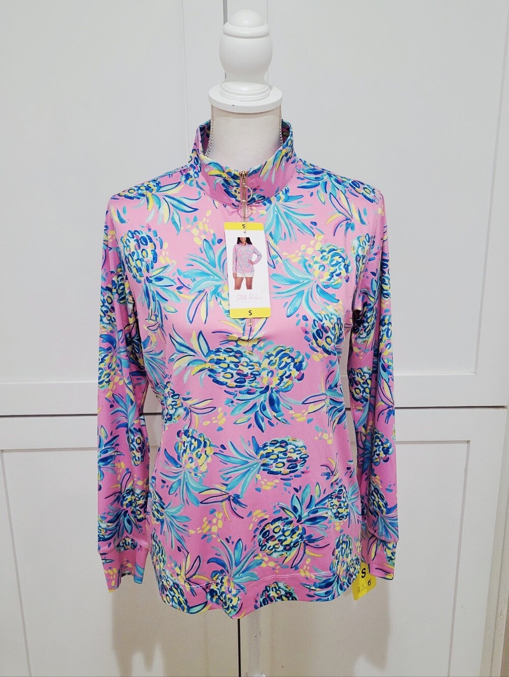 NWT Stella Parker UPF Sun Protection Zip Front Athletic Top Blue Pink Women’s S
